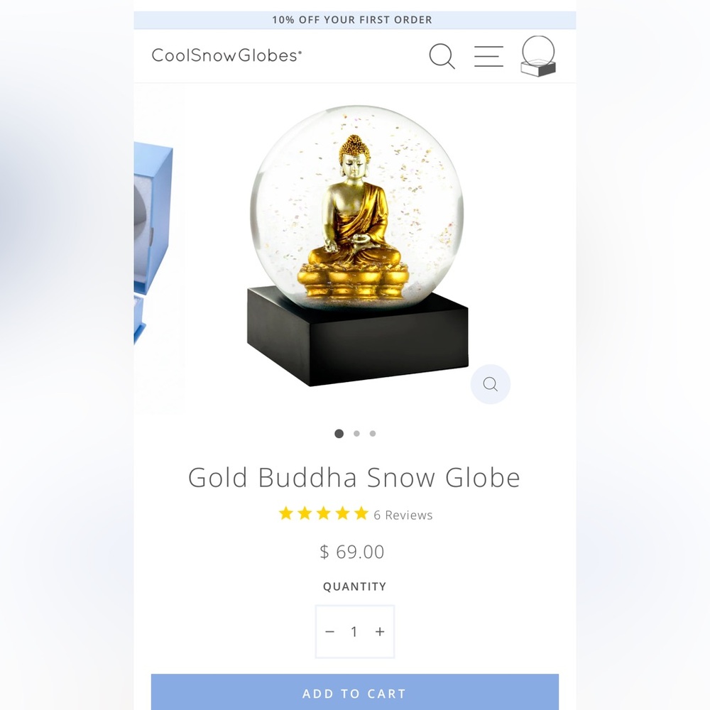 CoolSnowGlobes.com Gold Buddha Snow Globe - Picture 2 of 5